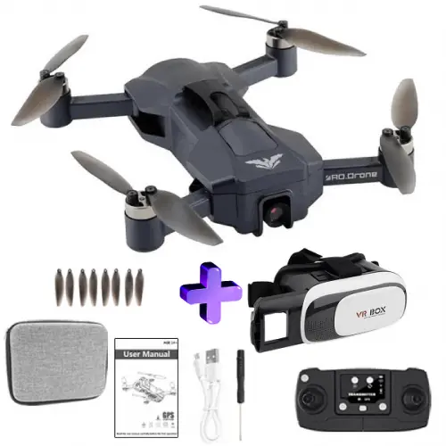 Квадрокоптер JJRC X23 Black − дрон з 4K і HD камерами, GPS, БК мотори, уникнення перешкод, до 1200м, 20 хв в кейсі + VR окуляри