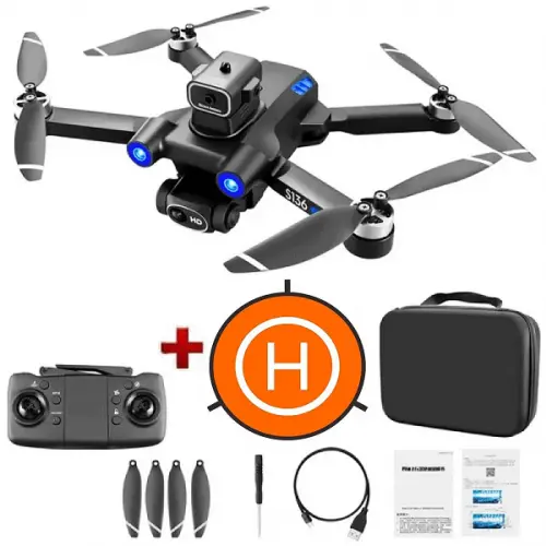 Квадрокоптер RC S136 - дрон з 4K і HD камерами, FPV, GPS, БК мотори, уникнення перешкод, до 1200м, 20 хв в кейсі + злітний майданчик
