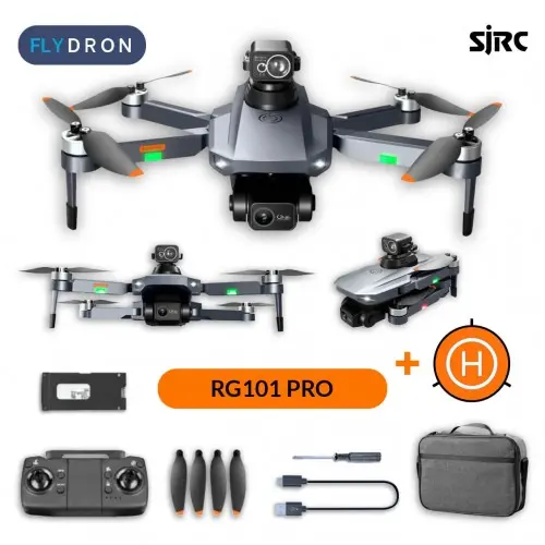Квадрокоптер RC RG101 Pro - дрон з 4K і HD камерами, FPV, GPS, БК мотори, уникнення перешкод, до 3000м, 28хв в сумці - Фото 1
